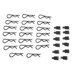 Duratrax 1/8 Body Clips (20) & Rubber Pull Tabs (12)