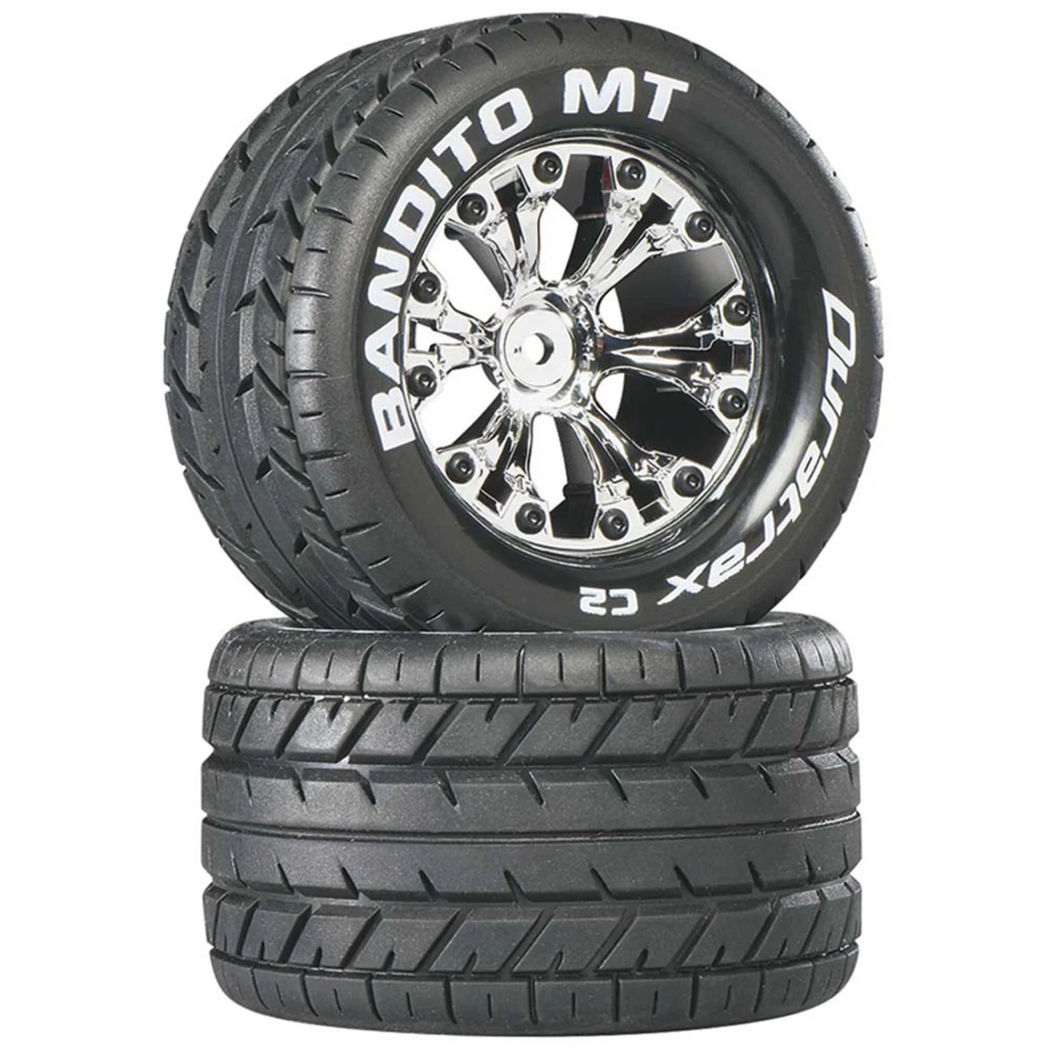 Duratrax Bandito MT 2.8" 2WD Mounted Rear Tires, Chrome (2) 3 Duratrax Bandito MT 2.8" 2WD Mounted Rear Tires, Chrome (2)