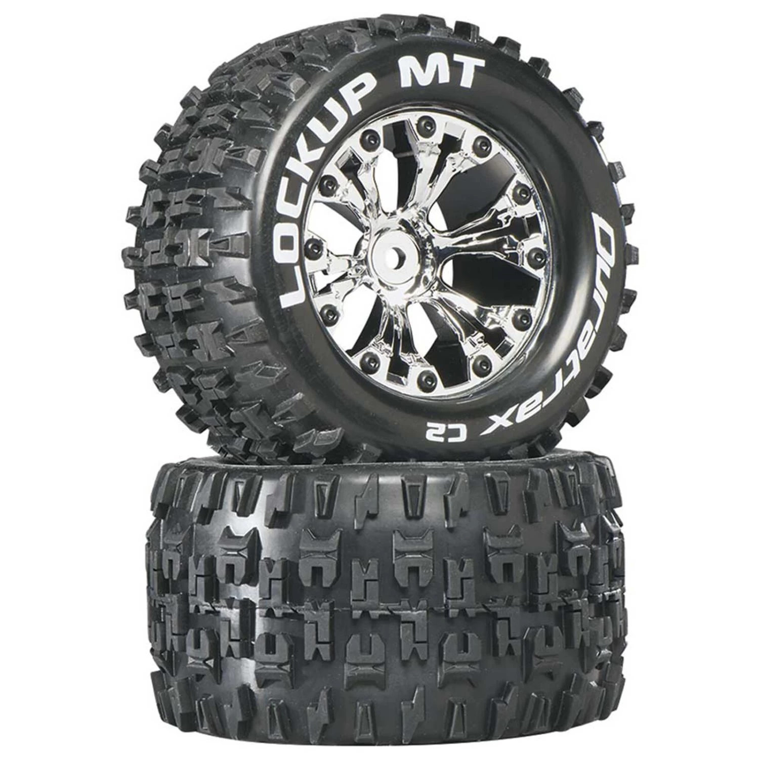 Duratrax Lockup MT 2.8" 2WD Mounted Rear C2 Tires, Chrome (2) 3 Duratrax Lockup MT 2.8" 2WD Mounted Rear C2 Tires, Chrome (2)