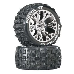 Duratrax Pistol ST 2.8" Mounted 1/2" Offset C2 Tires, Chrome (2)