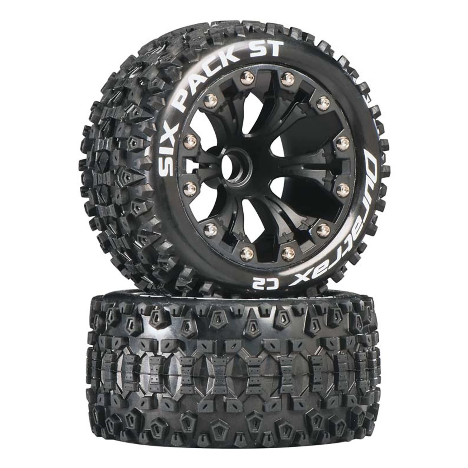 Duratrax Six Pack ST 2.8" 2WD Mounted Front C2 Tires, Black (2) 3 Duratrax Six Pack ST 2.8" 2WD Mounted Front C2 Tires, Black (2)