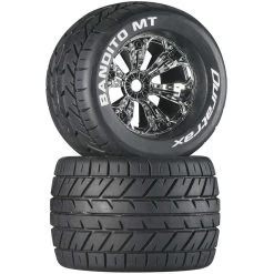 Duratrax Bandito MT 3.8" Mounted 1/2" Offset Tires, Chrome (2)