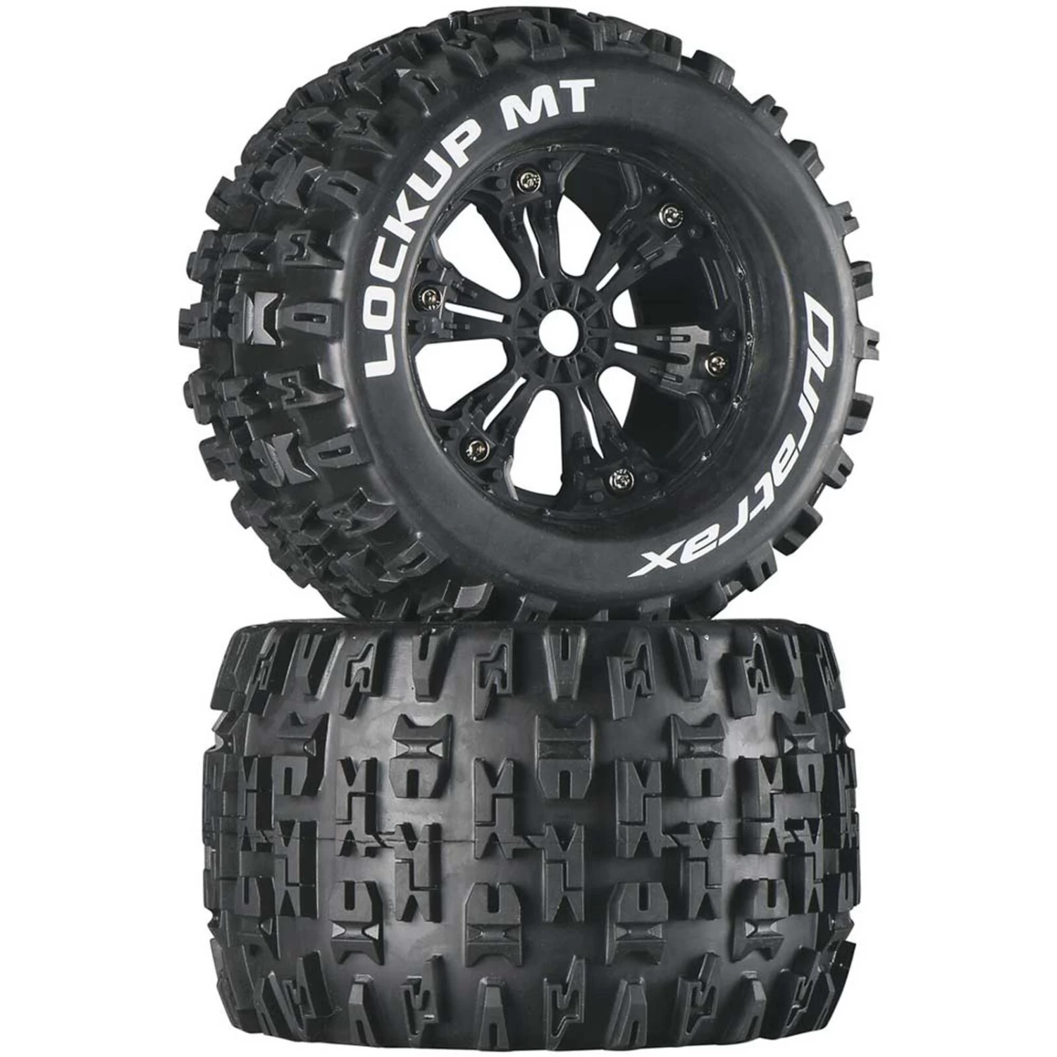 Duratrax Lockup MT 3.8" Mounted Tires, Black (2) 3 Duratrax Lockup MT 3.8" Mounted Tires, Black (2)