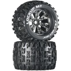 Duratrax Lockup MT 3.8" Mounted 1/2" Offset Tires, Chrome (2)