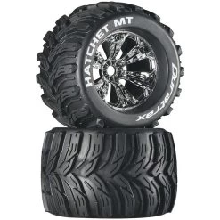 Duratrax Hatchet MT 3.8" Mounted 1/2" Offset Tires, Chrome (2)