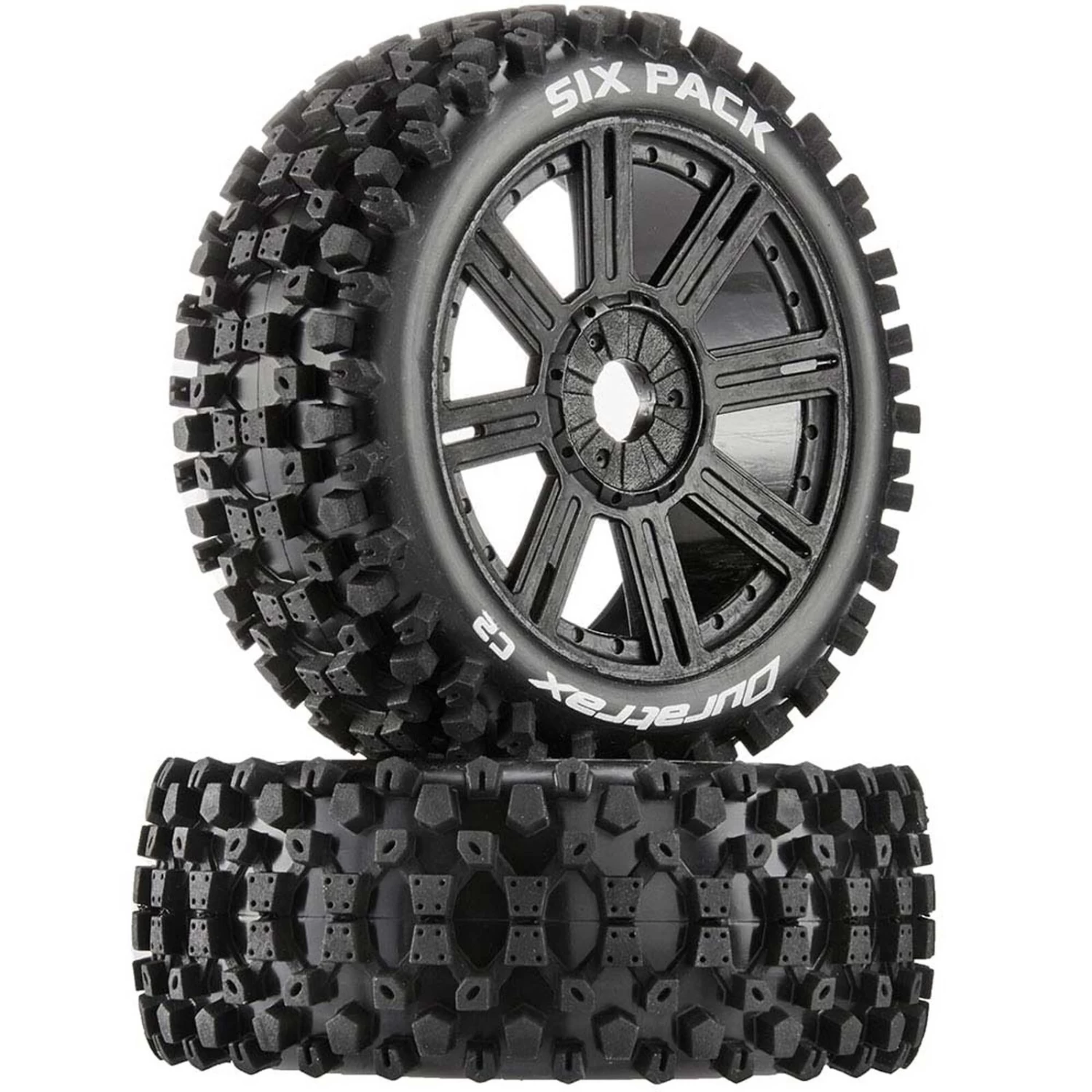 Duratrax Six-Pack C2 Mounted Buggy Spoke Tires, Black (2) 3 Duratrax Six-Pack C2 Mounted Buggy Spoke Tires, Black (2)