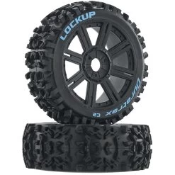 Duratrax Lockup 1/8 C2 Mounted Buggy Spoke Tires, Black (2)