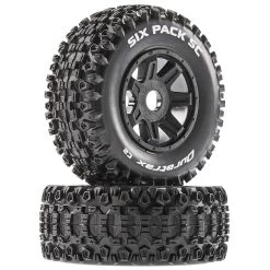 Duratrax Six Pack SC Mounted Soft Tires, Black 17mm Hex (2)