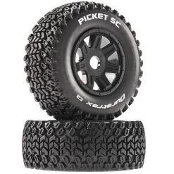 Duratrax Picket SC Mounted Soft Tires, Black 17mm Hex (2)