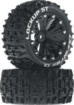 DTXC3566 - Lockup ST 2.8" 2WD Mounted Rear Black (2) By DURATRAX @ Great Hobbies