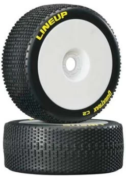 DTXC3620 - Lineup 1/8 Buggy Tire C2 Mounted White (2) By DURATRAX @ Great Hobbies