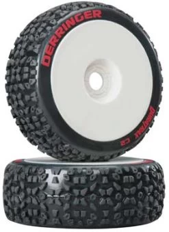 DTXC3635 - Derringer 1/8 Buggy Tire C2 Mounted White (2) By DURATRAX @ Great Hobbies