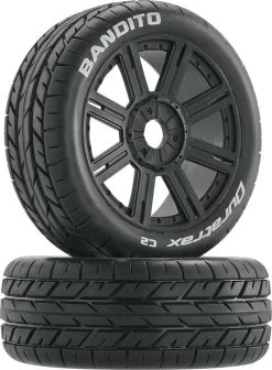 DTXC3655 - Bandito Buggy Tire C2 Mounted Spoke Black (2) By DURATRAX @ Great Hobbies