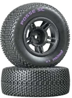 DTXC3694 - Posse SC Tire C2 Mounted Black Slash Front (2) By DURATRAX @ Great Hobbies