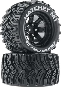 DTXC5258 - Hatchet MT 2.8" Mounted Black 14mm Hex (2) By DURATRAX @ Great Hobbies