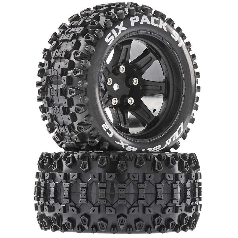 Duratrax Six-Pack ST 2.8 Mounted Tires, Black 14mm Hex (2) 2 Duratrax Six-Pack ST 2.8 Mounted Tires, Black 14mm Hex (2)
