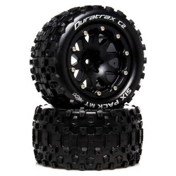 Duratrax Front/rear Six Pack MT Belted 2.8" 2WD Mounted Tires, 0.5 Offset, Black (2) 3 Duratrax Front/rear Six Pack MT Belted 2.8" 2WD Mounted Tires, 0.5 Offset, Black (2)
