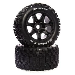 Duratrax Six Pack X Belted Mounted 24mm Wheels, Black (Kraton 8S) (2)