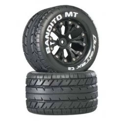 DuraTrax Bandito MT 1/10 2.8” Mounted 2WD Rear MT Tires & Wheels, Black (2)
